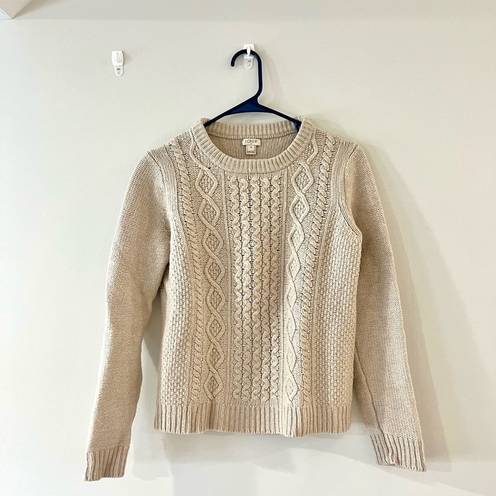 J. Crew Cream Cable Knit Sweater